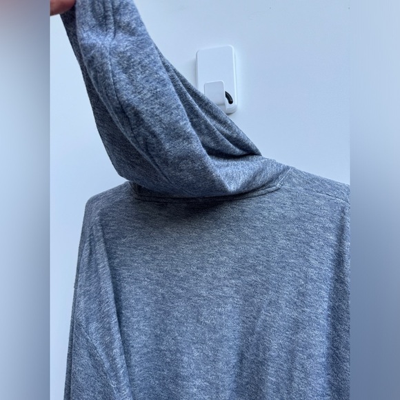 Vince Textured Double Knit Henley Heather Blue Cream Cotton Hoodie Size Large - Picture 12 of 16